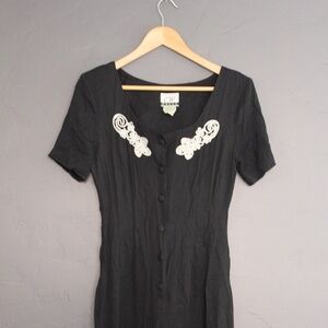 Vintage embroidered black jumpsuit